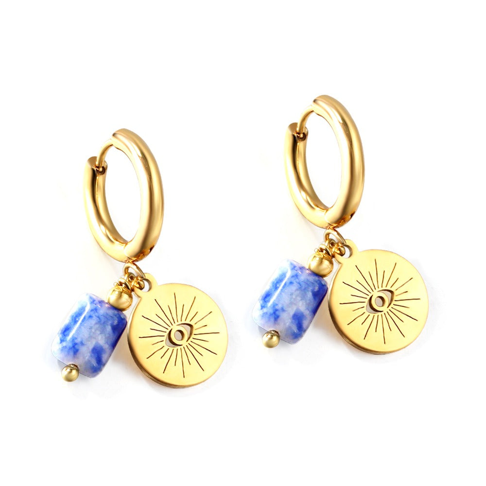 EYE WITH BLUE STONE EARRINGS