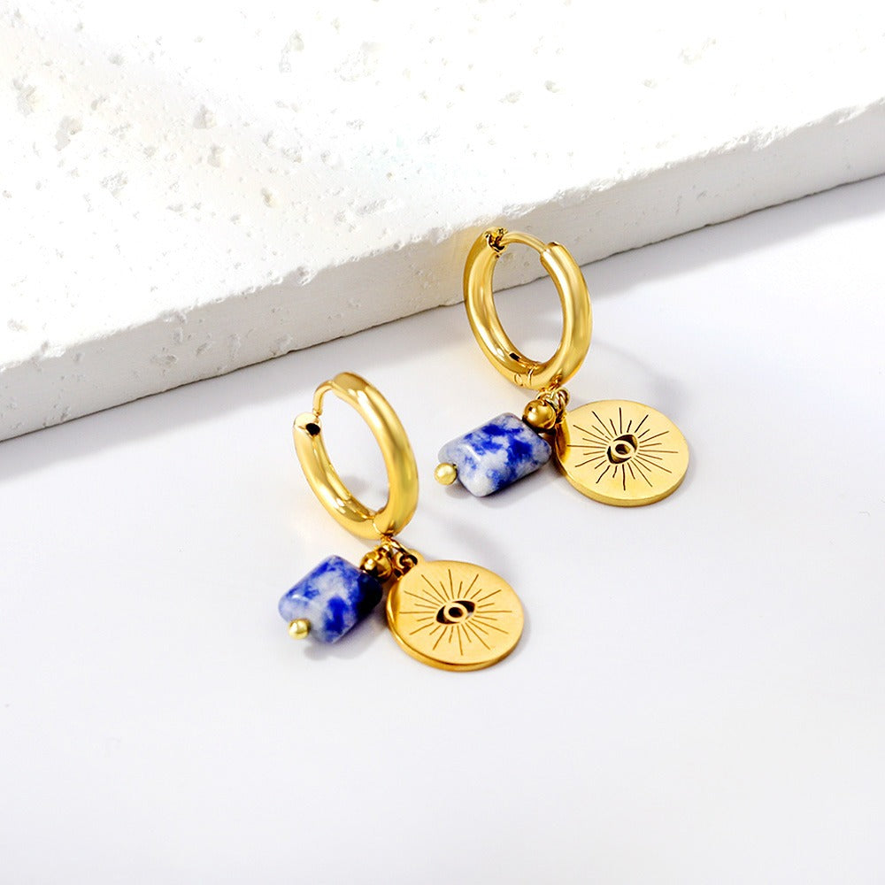Eye with blue stone Earrings